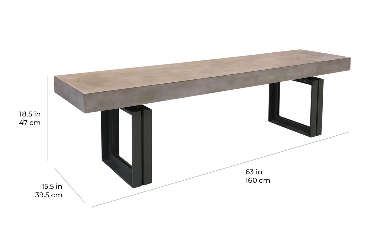 perp senza bench 501FT183P2 scale dims