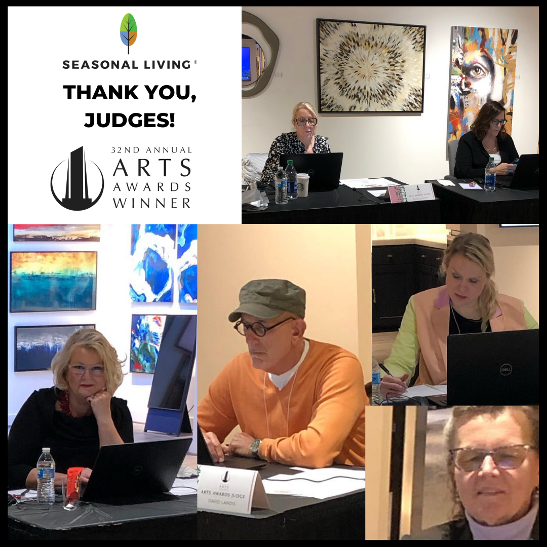 The judges for the 32nd annual ARTS awards are shown busy at work, hunched over their computer monitors, evaluating the entries from the finalists. 